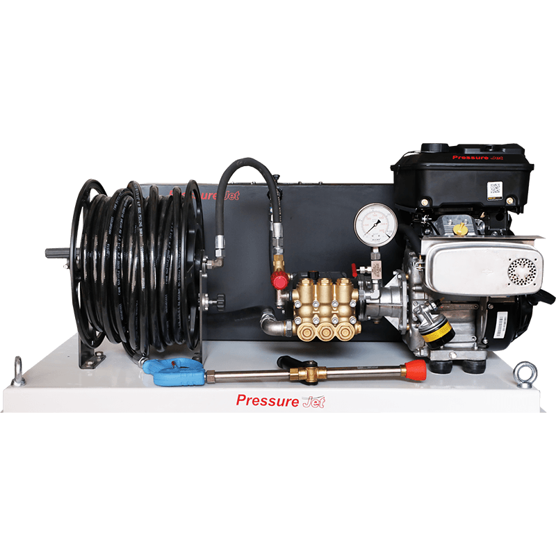 UHP fire fighting system with hose reel and engine